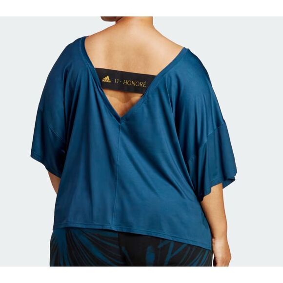 adidas x 11 Honoré HR7034 Women Plus Sz 2X Legend Marine/Black Training Tee - Picture 2 of 9